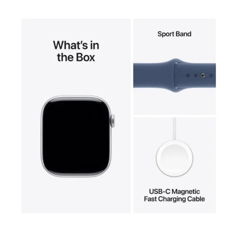 Apple Watch Series 10 46mm GPS Silver Al Denim Sport Band M/L (Arabic Edition)