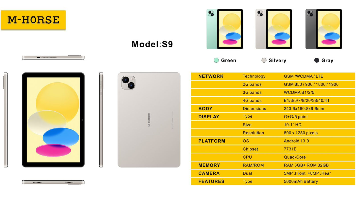 M-HORSE S9 Tab 10.1-inch 4G (3GB+32GB)