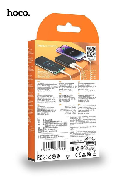 hoco Power Bank 5000 mAh Ultra Slim mini Dual port USB-C J115